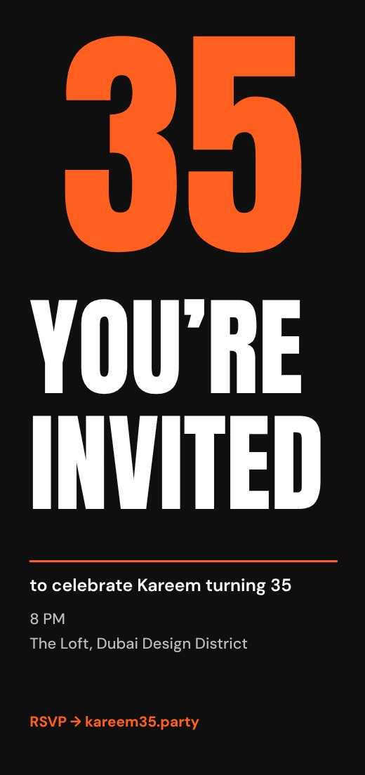 قالب بطاقة دعوة مجاني — Big Date Modern 35th Invitation