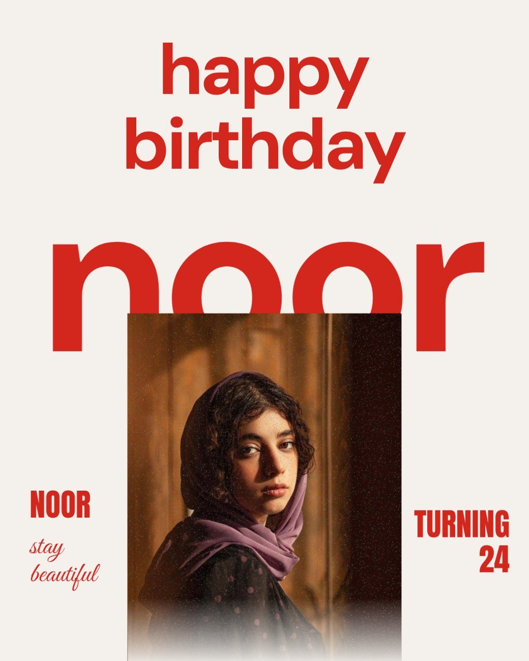 Big Name Red Type Birthday Post — editable birthday template
