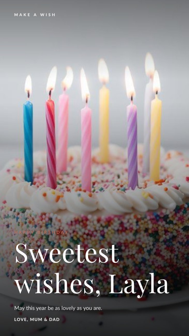 Birthday Cake Wish Story — editable birthday template