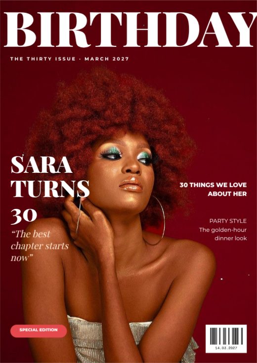 Birthday Editorial Magazine Cover — free banner template