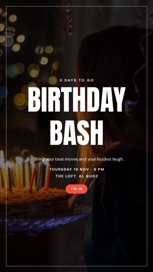 Birthday Party Story Countdown — free Instagram post template