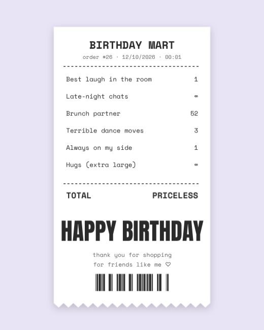 Birthday Receipt Reasons Post template