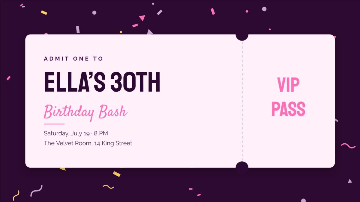 Birthday VIP Ticket — editable birthday template