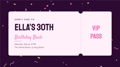 Birthday VIP Ticket template