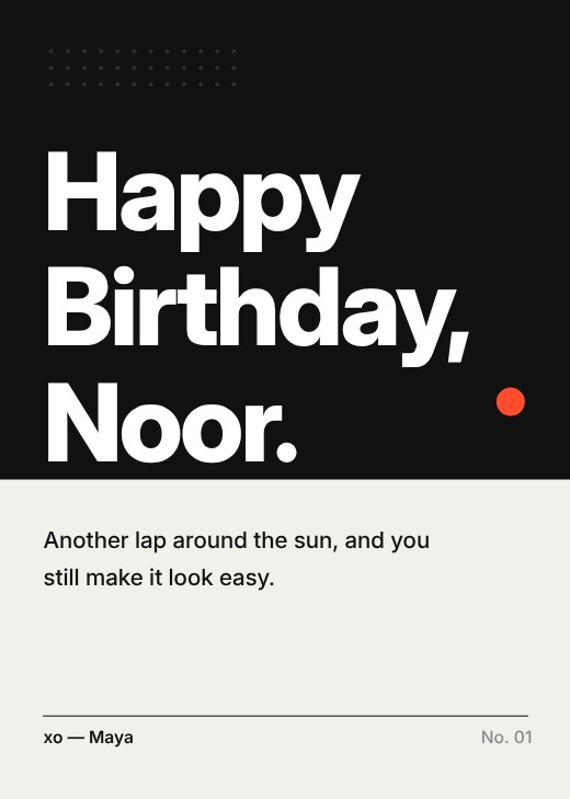Black Block Name Birthday Card — free greeting card template