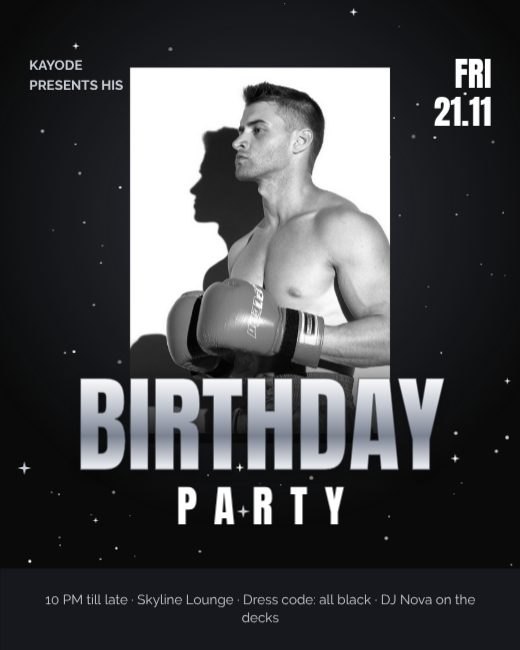 Black Chrome Birthday Party Night Flyer