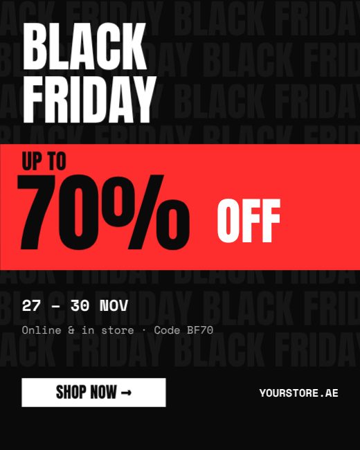 Black Friday 70% Off Post — free sale design template