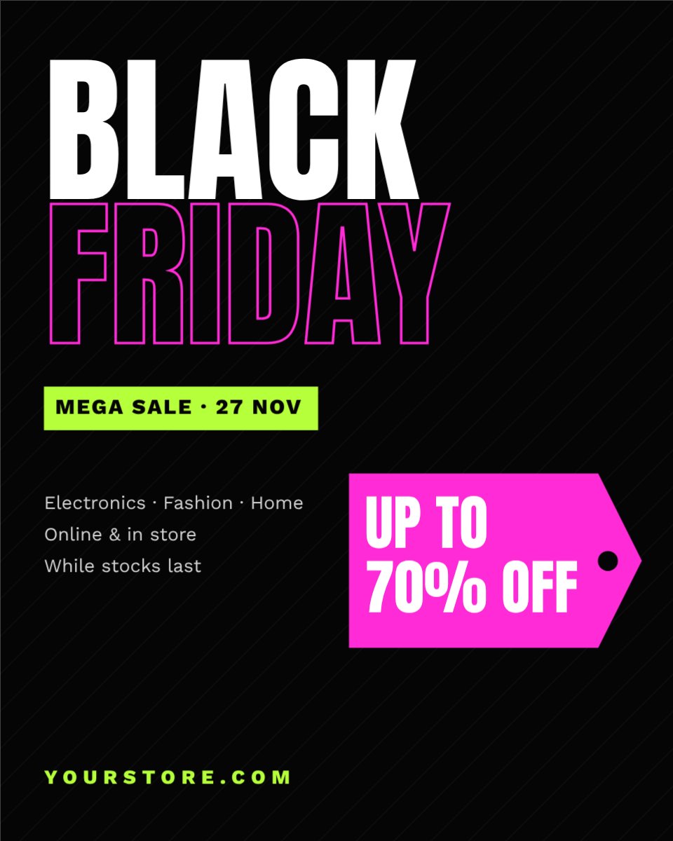 Black Friday Mega Sale Post — editable festivals template