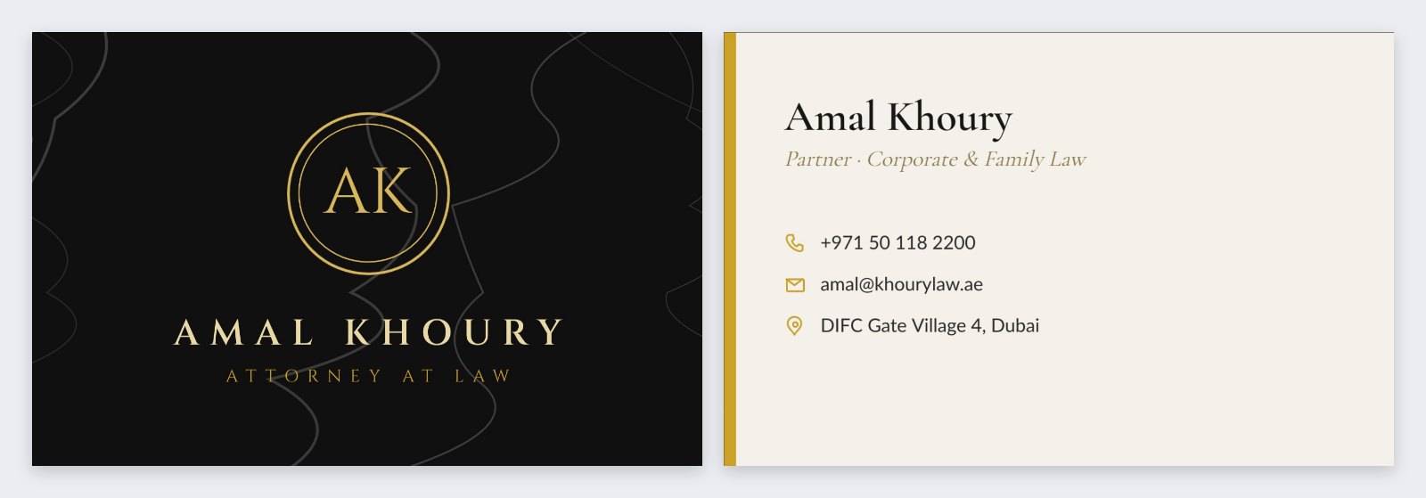 Black Marble Gold Lawyer Card — editable business template