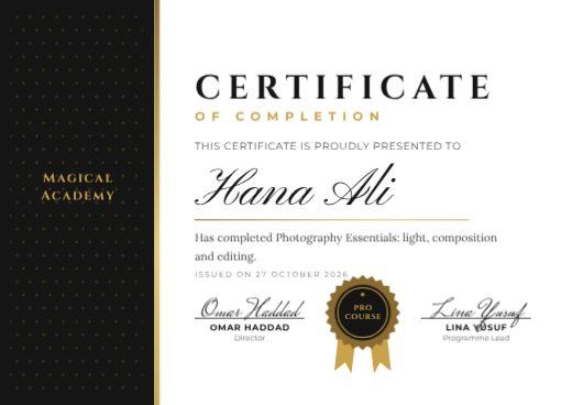 Black Side Band Course Certificate