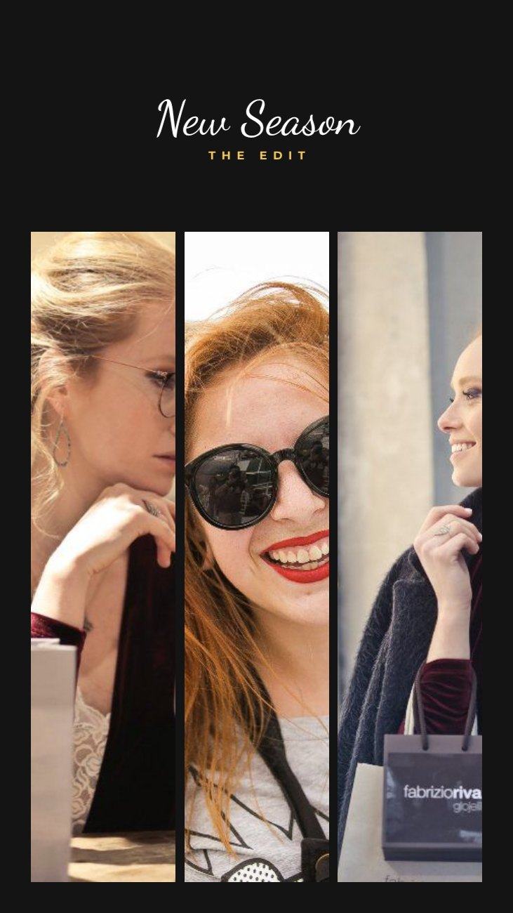 Black Strips Fashion Collage — editable social media template