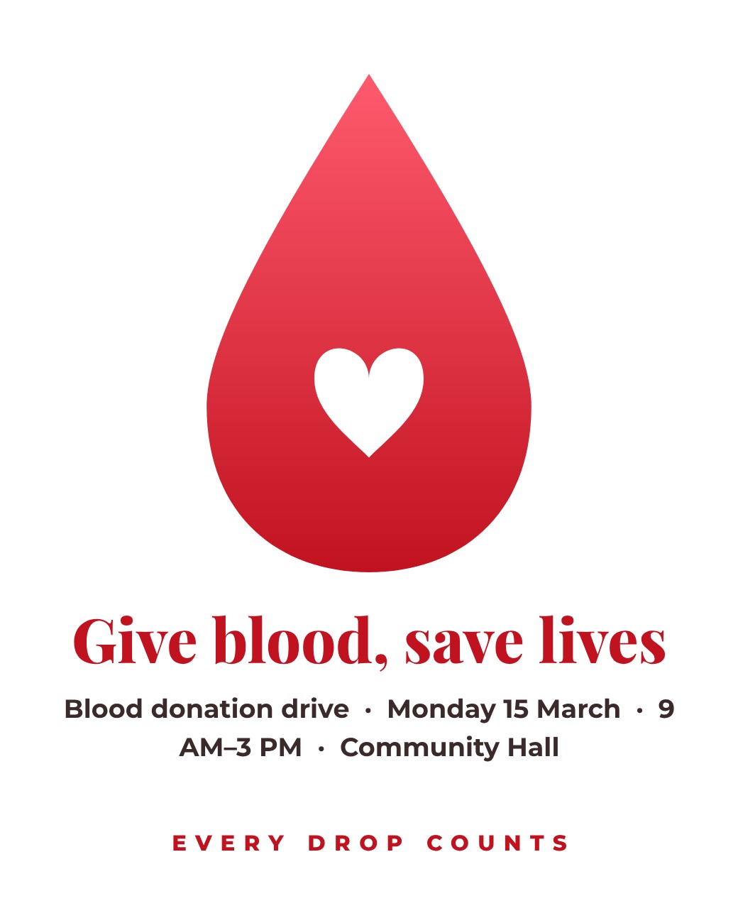 Blood Donation Drive Poster — editable events template