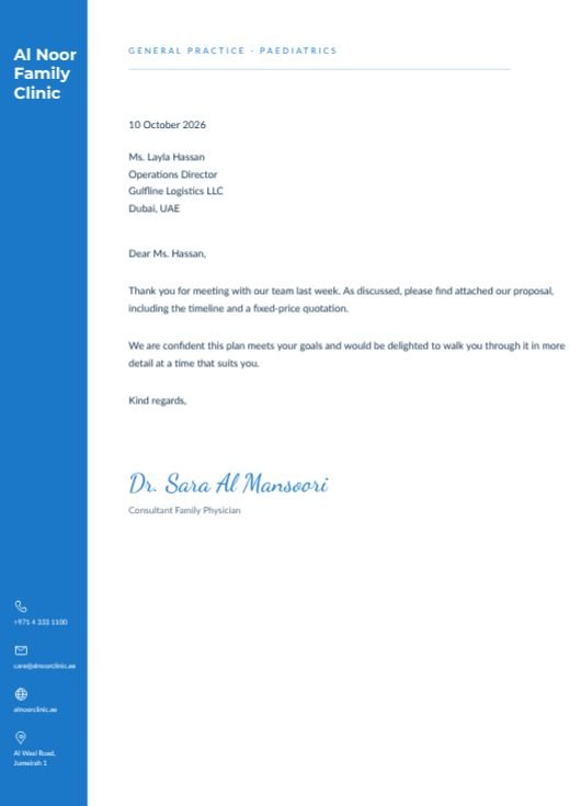 Blue Sidebar Clinic Letterhead template