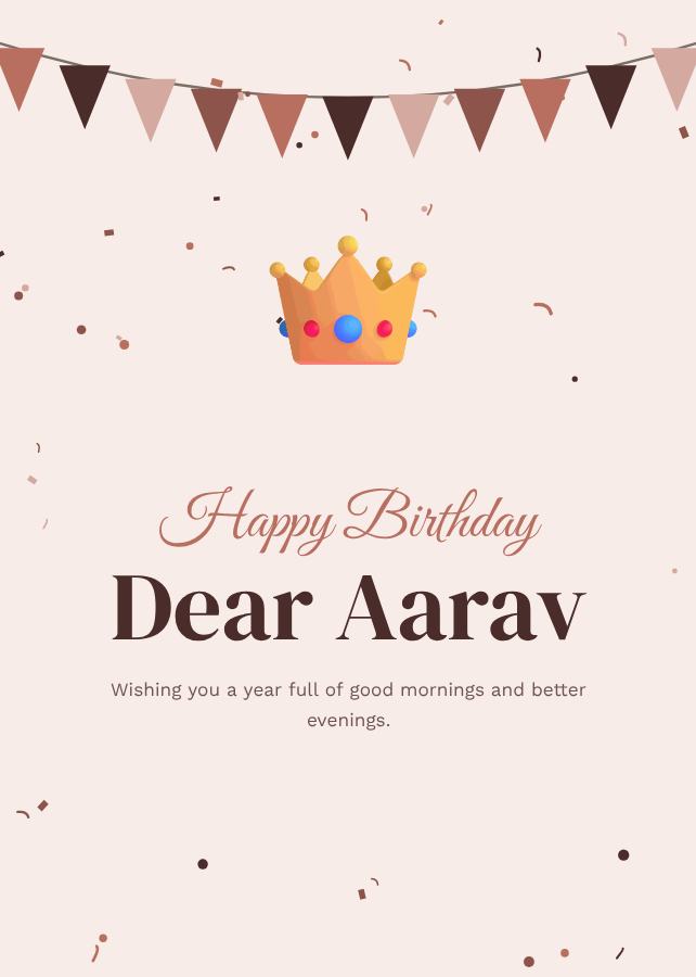 Blush Aarav Birthday Wishes Card — editable birthday template