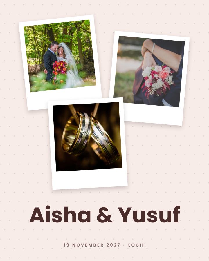 Blush Aisha and Yusuf Save the Date — editable wedding template