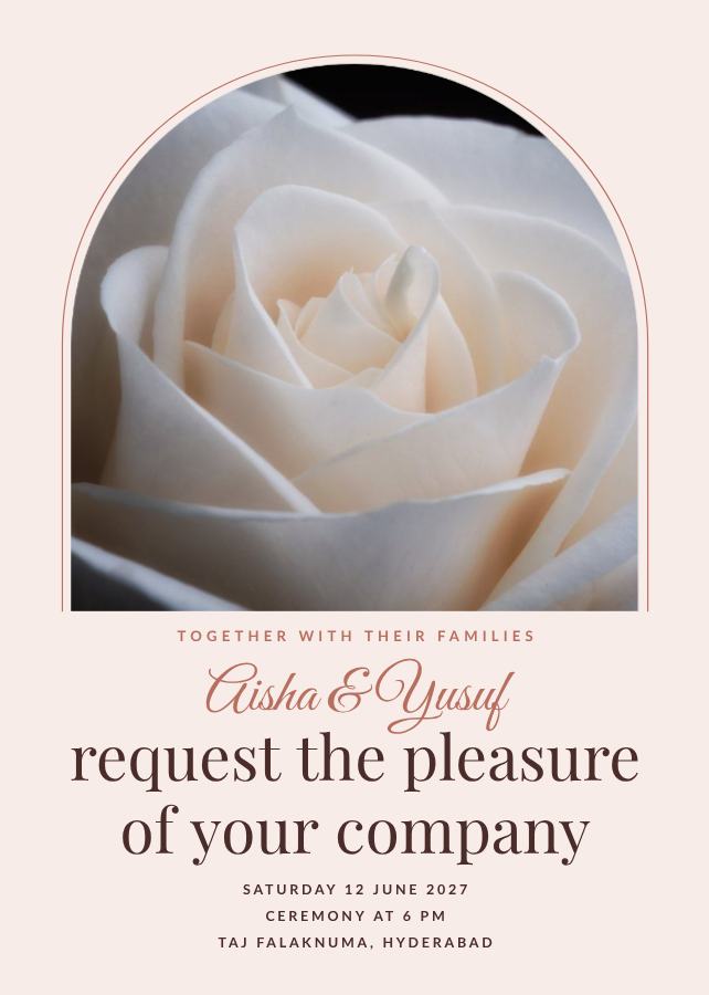 Blush Aisha and Yusuf Wedding Invitation — editable wedding template