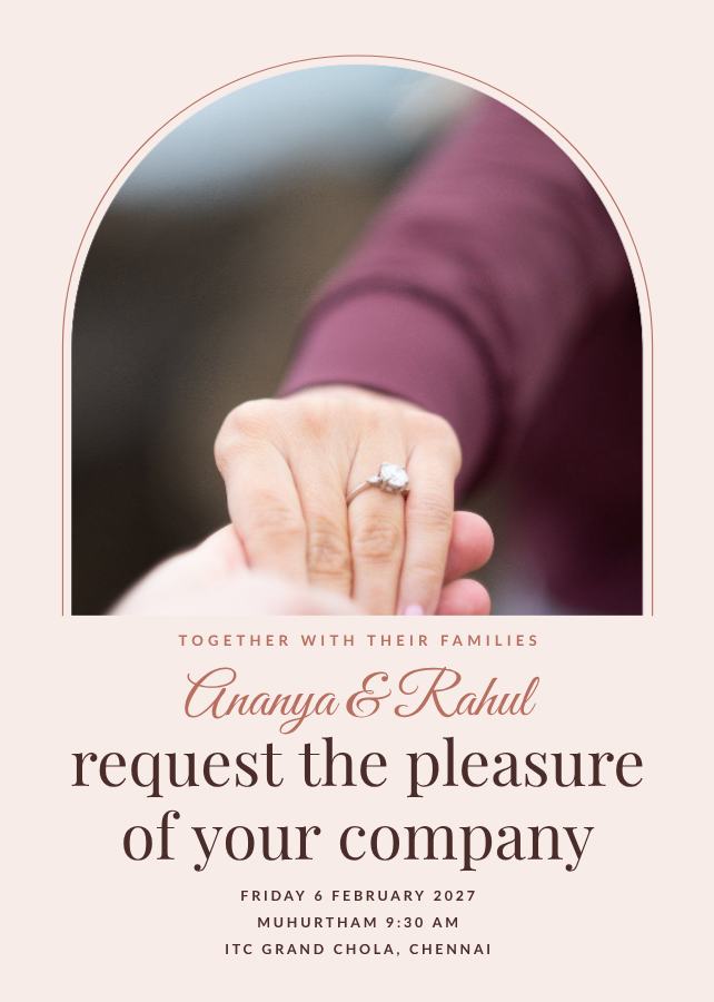 Blush Ananya and Rahul Wedding Invitation — editable wedding template