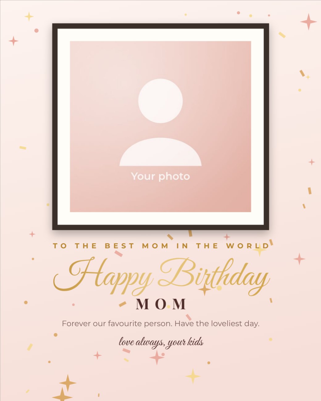Blush & Gold Framed Print Post — editable birthday template