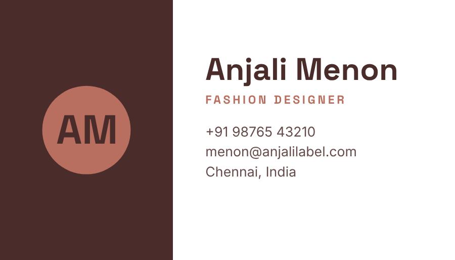 Blush Anjali Label Split Business Card — editable business template
