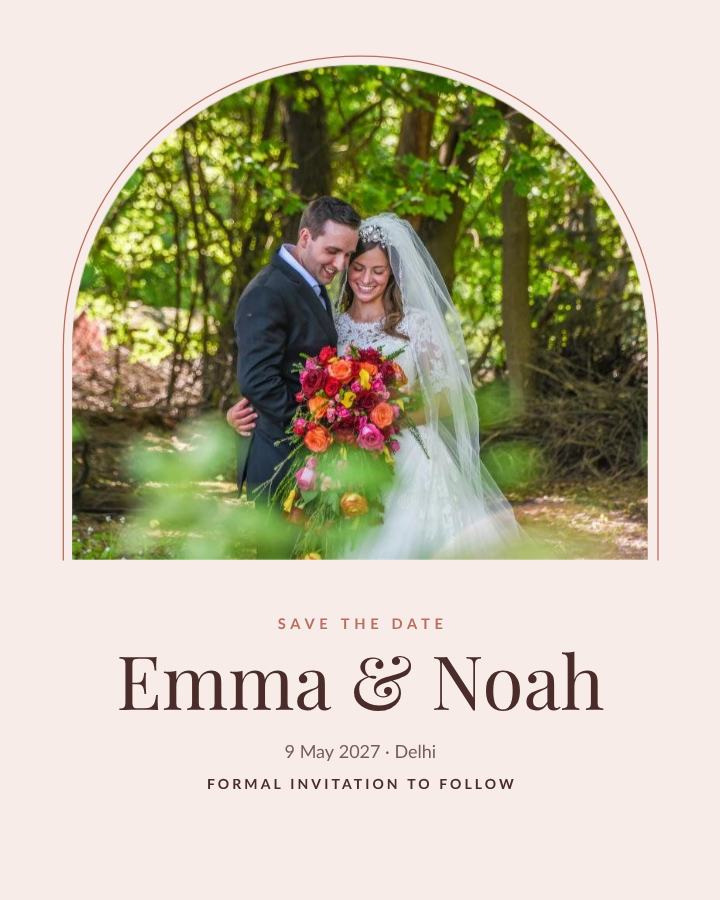 Blush Arch Emma and Noah Save the Date — editable wedding template