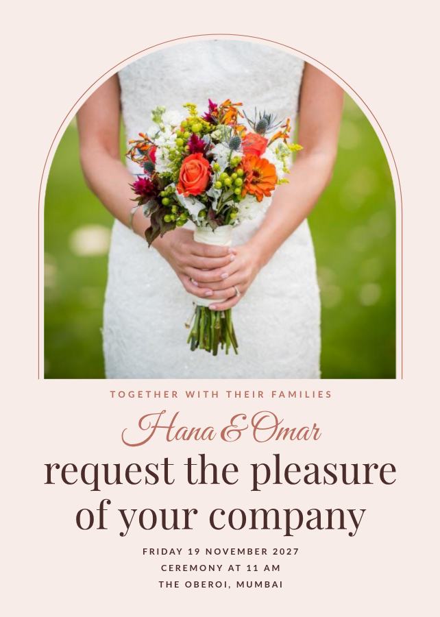 Blush Arch Hana and Omar Wedding Invitation — editable wedding template