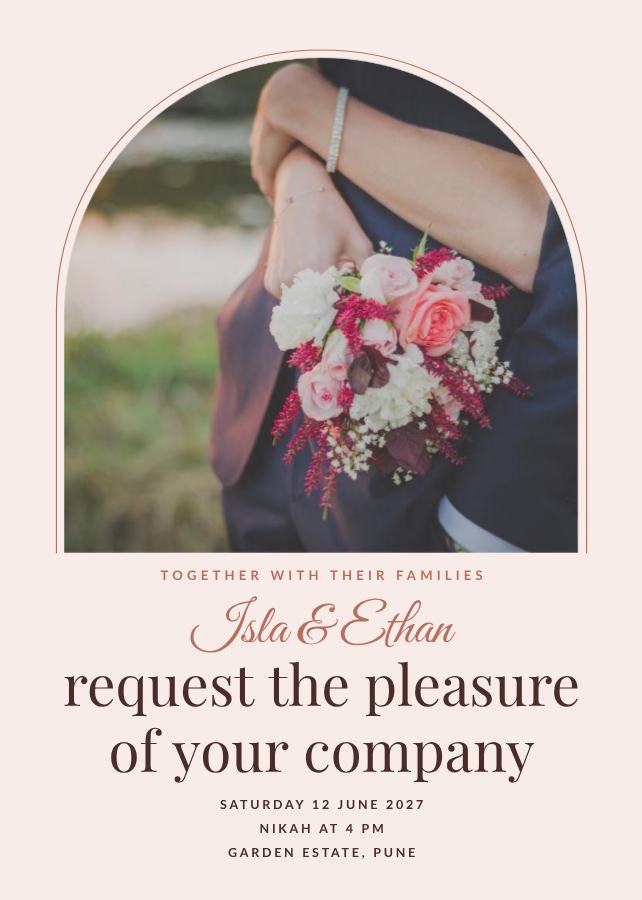 Blush Arch Isla and Ethan Wedding Invitation — editable wedding template