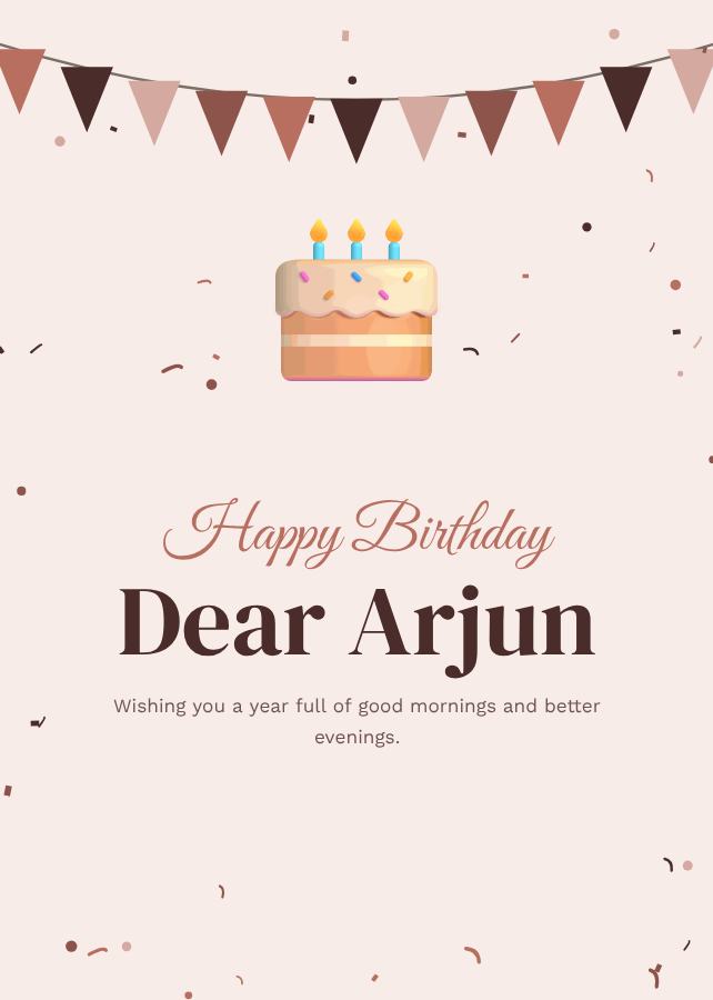 Blush Arjun Birthday Wishes Card — editable birthday template