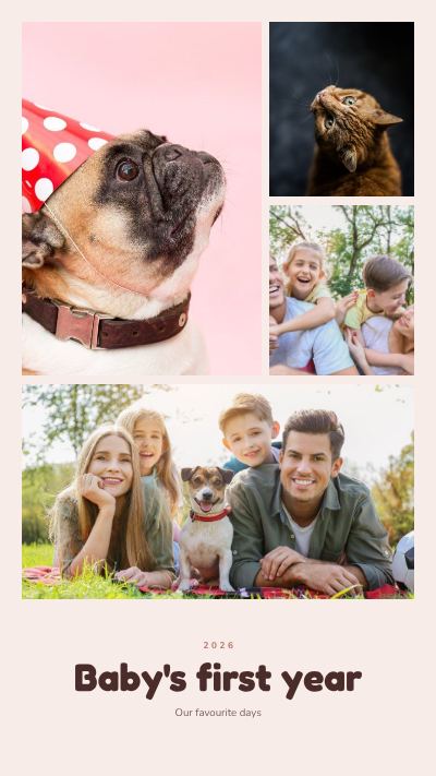 Blush Baby's first year 4 Photo Collage template