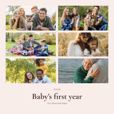 Blush Baby's first year 6 Photo Collage template