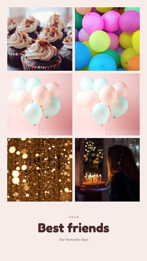 Blush Best friends 6 Photo Collage — editable photo collage template