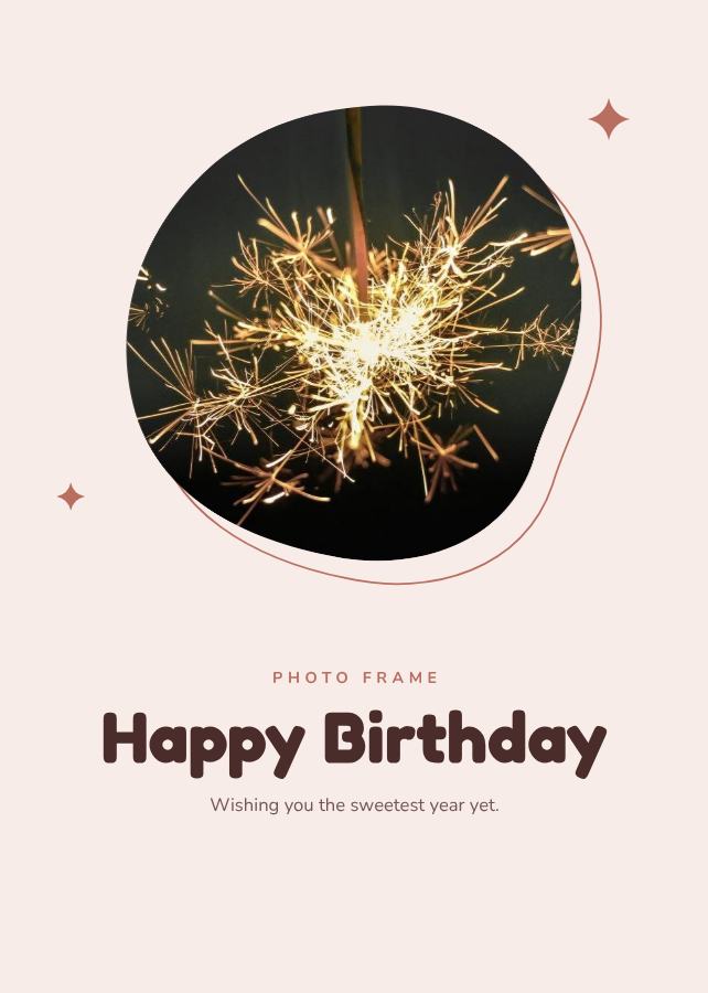 Blush Blob Frame Happy Birthday — editable photo collage template