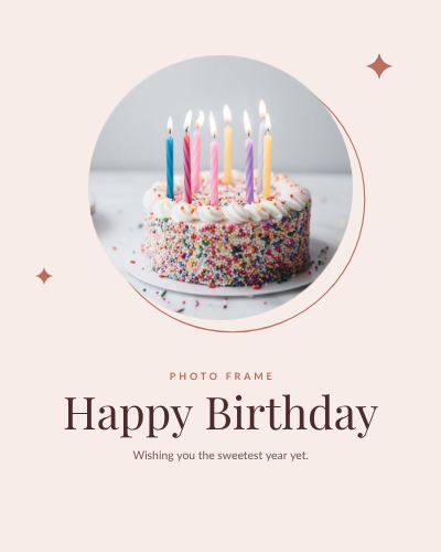 Blush Circle Frame Happy Birthday template