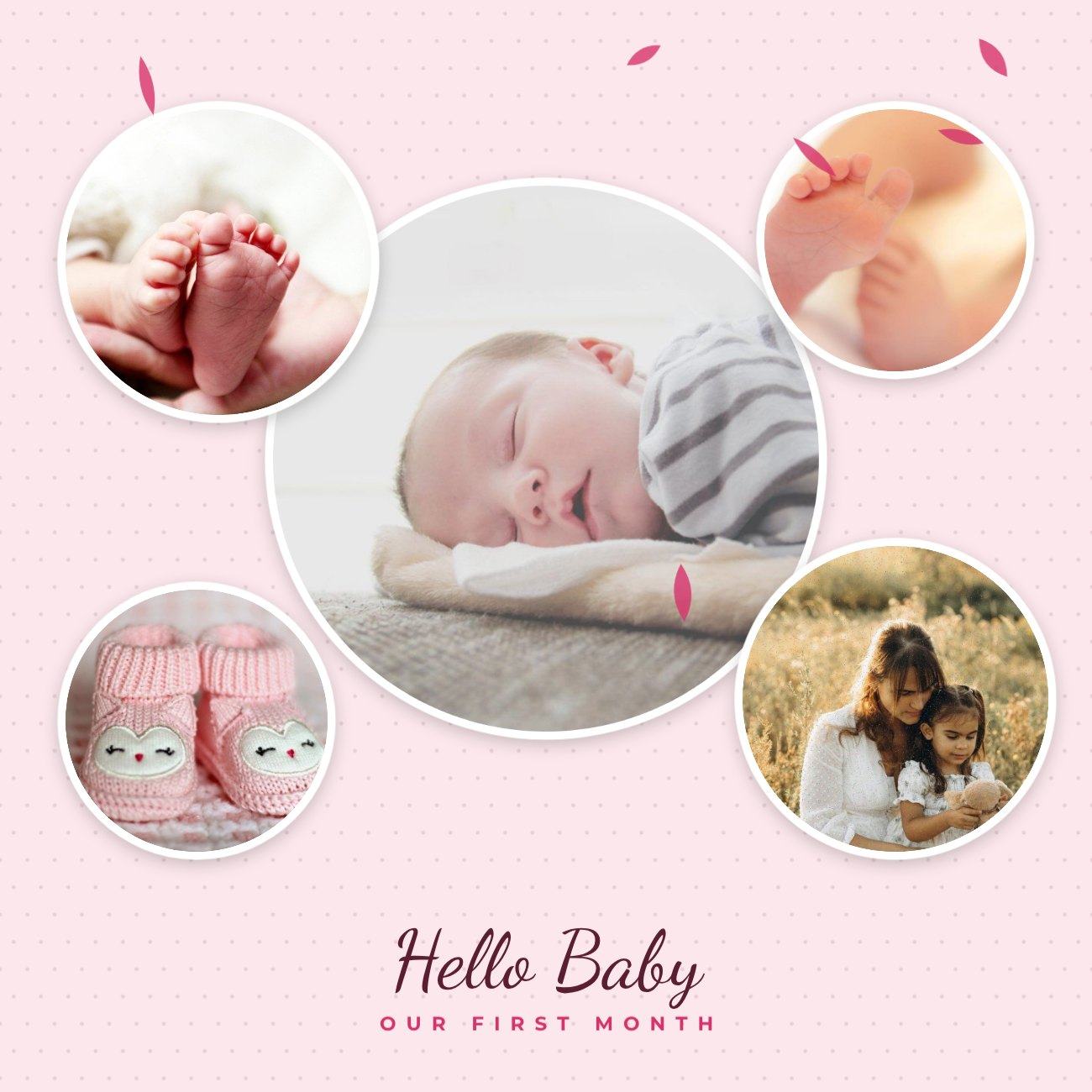 Blush Circles Baby Collage — editable social media template