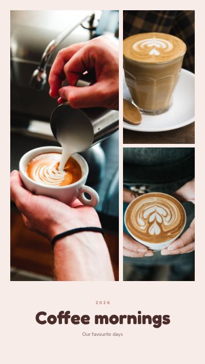 Blush Coffee mornings 3 Photo Collage template