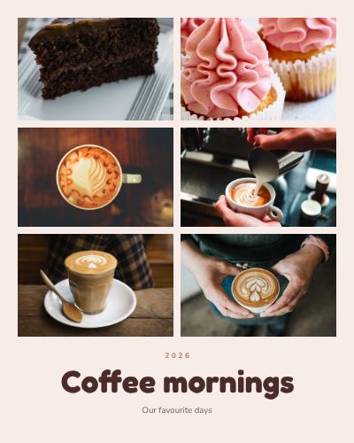 Blush Coffee mornings 6 Photo Collage template
