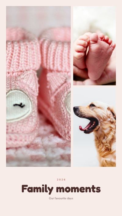 Blush Family moments 3 Photo Collage template