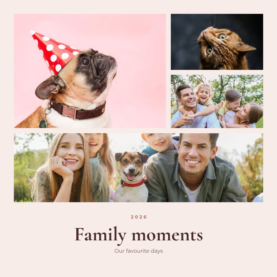 Blush Family moments 4 Photo Collage — editable photo collage template
