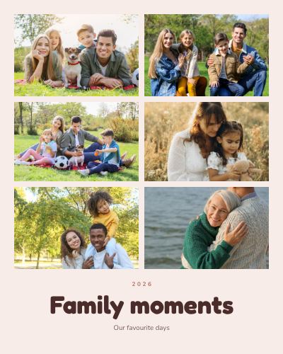 Blush Family moments 6 Photo Collage template