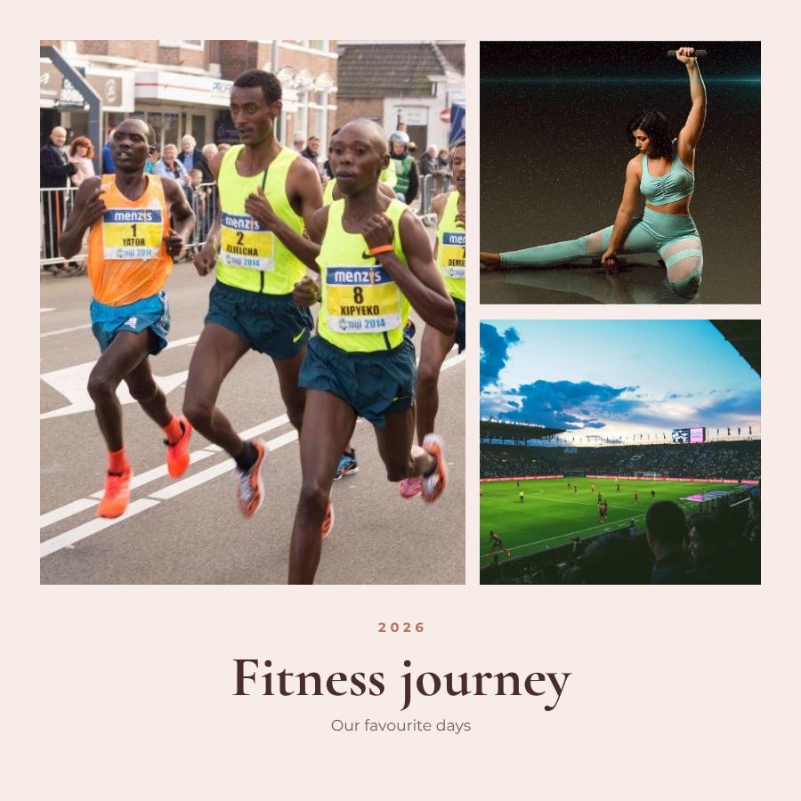 Blush Fitness journey 3 Photo Collage — editable photo collage template