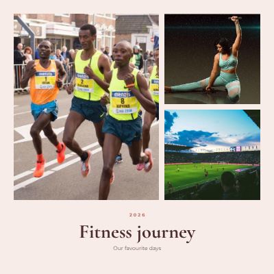 Blush Fitness journey 3 Photo Collage template
