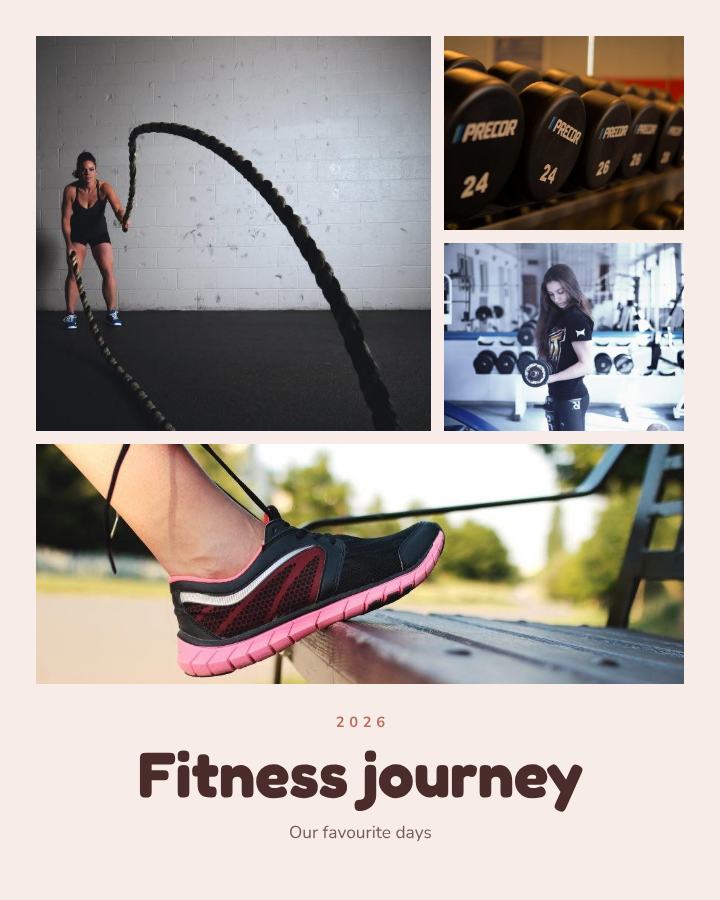 Blush Fitness journey 4 Photo Collage — editable photo collage template