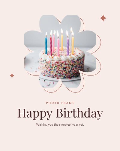Blush Flower Frame Happy Birthday template
