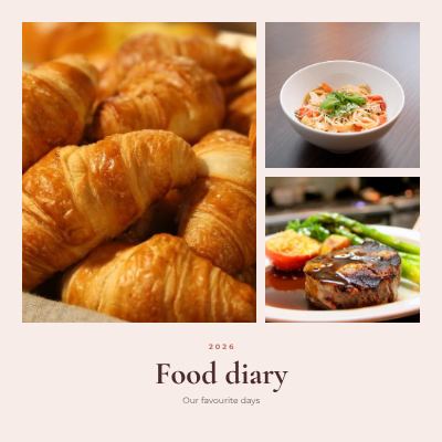 Blush Food diary 3 Photo Collage template