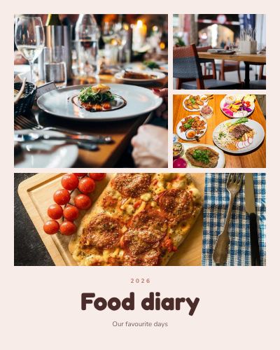 Blush Food diary 4 Photo Collage template