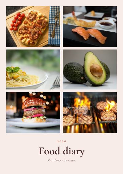 Blush Food diary 6 Photo Collage template