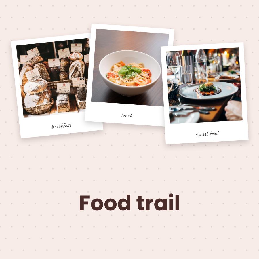 Blush Food trail 3 Polaroid Album Page — editable photo collage template