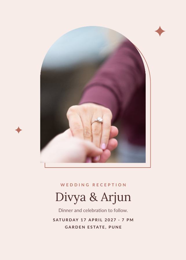 Blush Frame Divya and Arjun Reception Invite — editable wedding template