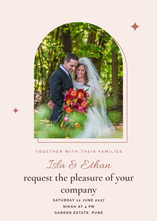 Blush Frame Isla and Ethan Wedding Invitation — editable wedding template