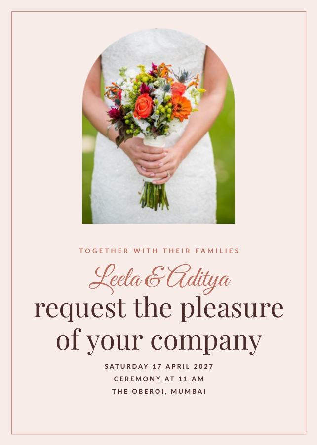 Blush Framed Leela and Aditya Wedding Invitation — editable wedding template