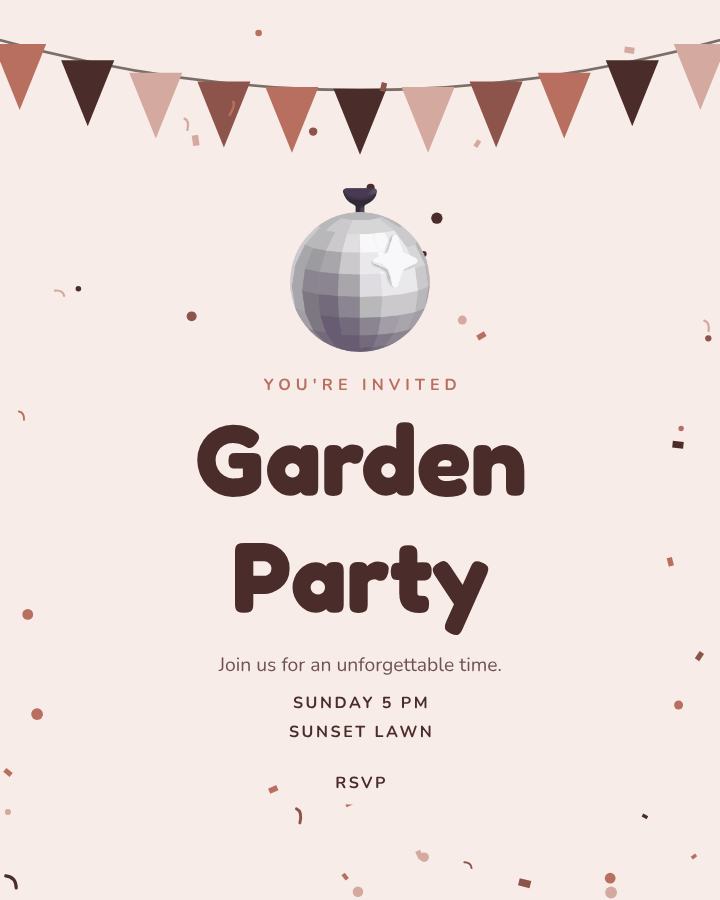Blush Garden Party Ticket — editable events template